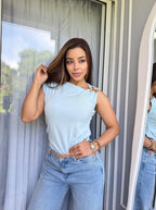 Blusa Escote Drapeado