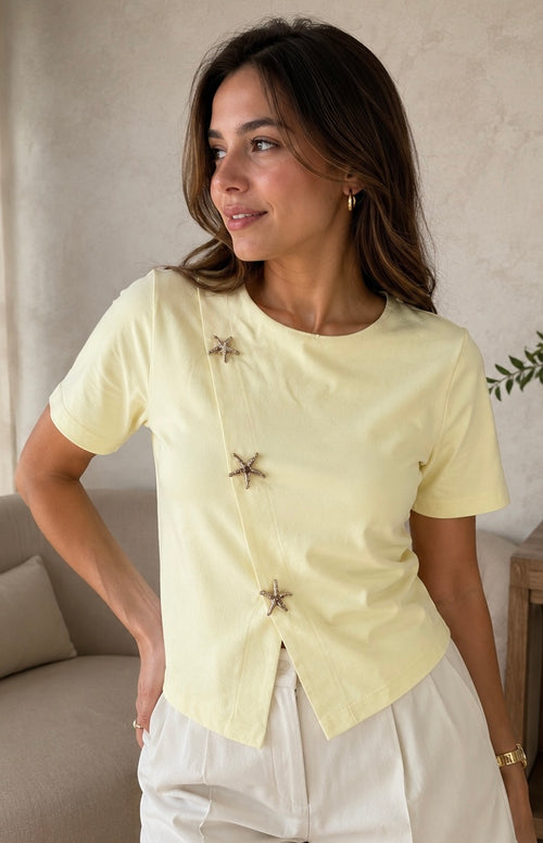 Blusa Cruzada con Botones Decorativos