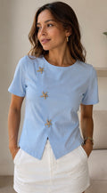 Blusa Cruzada con Botones Decorativos