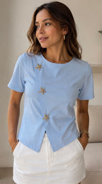 Blusa Cruzada con Botones Decorativos