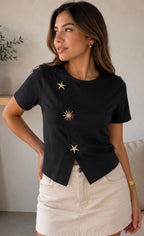 Blusa Cruzada con Botones Decorativos