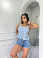 Blusa Bordada Peplum